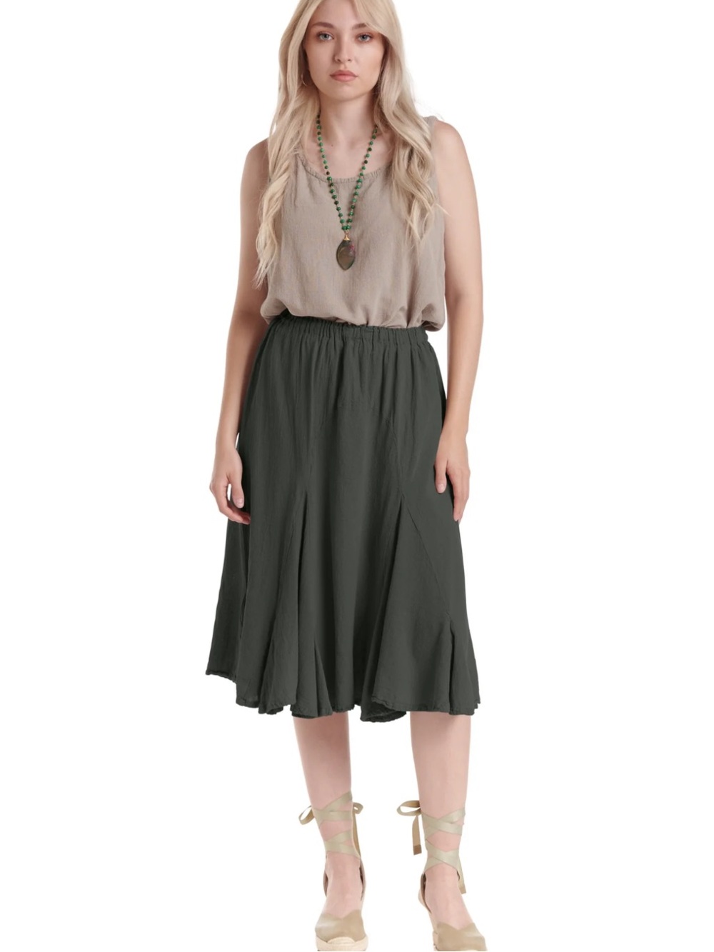 Women's Graphite Midi Skirt - Casual Flared Silhouette
